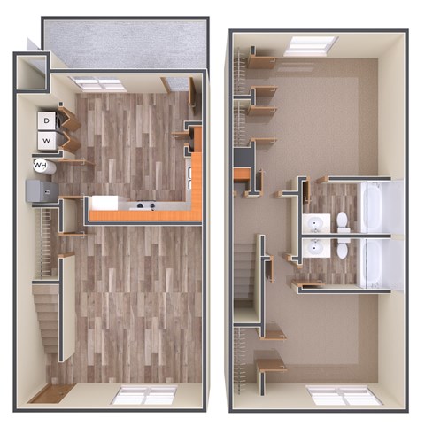 A diagram shows a bathroom with a toilet, sink, and staircase.